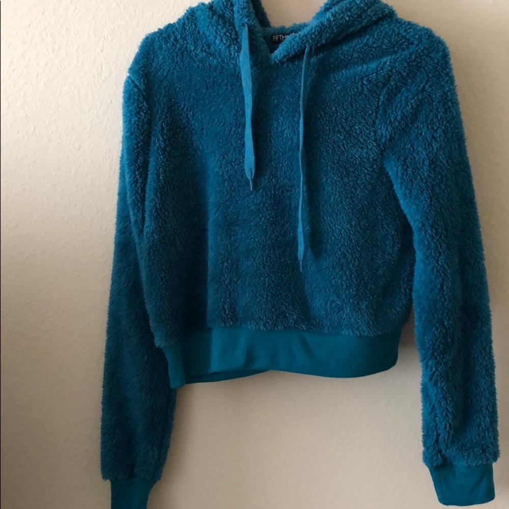 Teal Cropped Hoodie